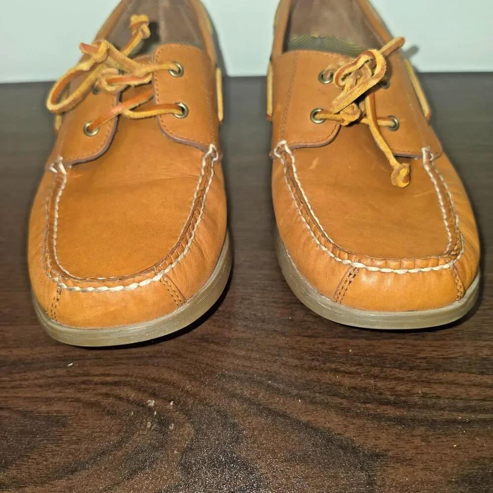 Rockport Genuine Handsewn Boat Shoes Men's 10.5M Brown Leather Moc Toe Casual